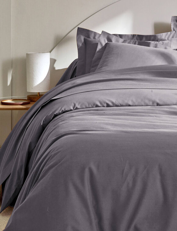 Effen bedlinnen - polyester/katoen, Colombine (antraciet)