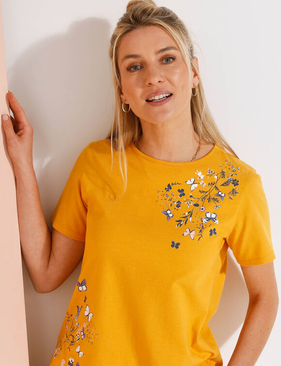 T-shirt manches courtes imprimé papillon (miel)