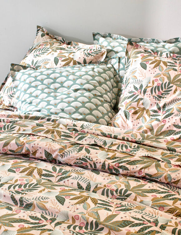 Linge de lit imprimé Hélène coton (rose)