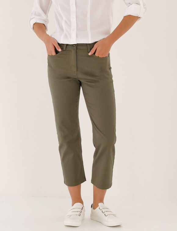 Pantacourt droit uni  (kaki)