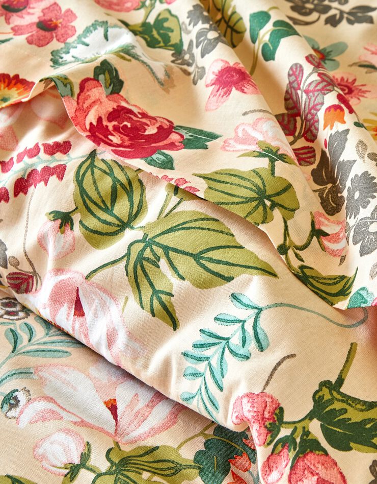 Linge de lit Kelly en coton imprimé floral (beige)