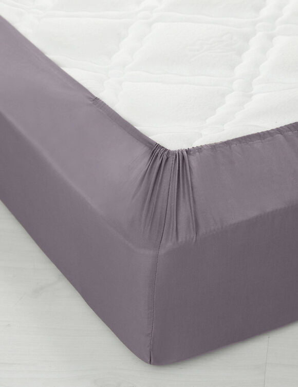 Drap-housse uni polyester-coton 57 fils/cm&sup2; - bonnet 32 cm (anthracite)