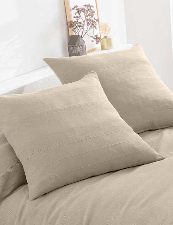 Plaid of sprei, effen katoen met artisanaal weefsel (vlaskleur)