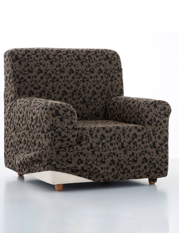 Rekbare zetelhoes, grafisch vlekkenmotief (bruin)