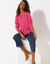 Paletotvest met fantasiesteek, knopen in hoornstijl (Indisch roze)
