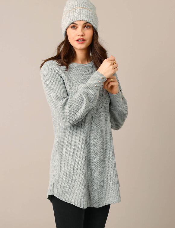 Pull-tunique maille fantaisie  (gris chiné)