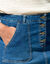 Rok met A-lijn, in jeans met knopen (stone used)
