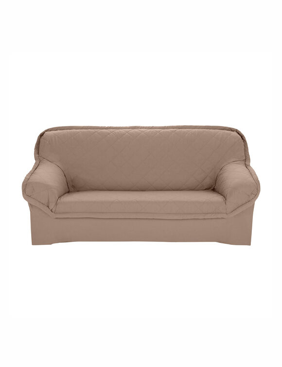 Voorgevormde, gematelasseerde hoes - fauteuils en zitbanken (taupe)