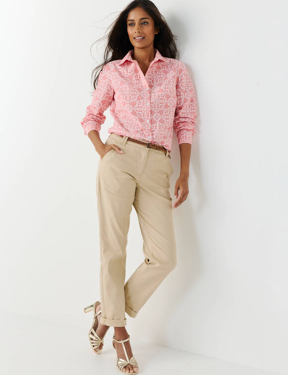 Chemisier chambray imprim&eacute; (corail)