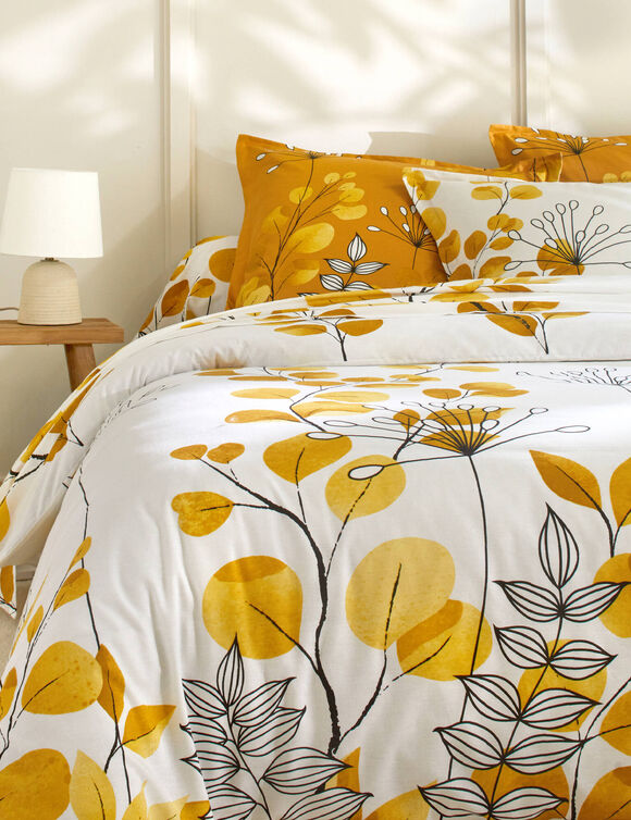 Linge de lit Danae en coton imprimé (miel)