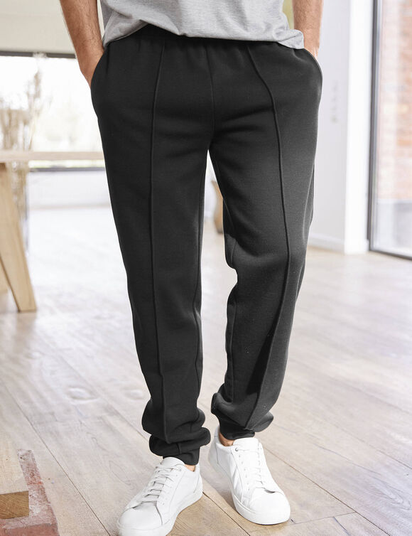 Pantalon loisirs molleton, bas resserr&eacute;s (noir)