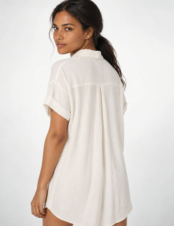 Effen strandjurk, crepon (wit)