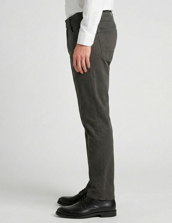 Pantalon droit 5 poches &eacute;lastiqu&eacute; c&ocirc;t&eacute;s - L28 (anthracite)