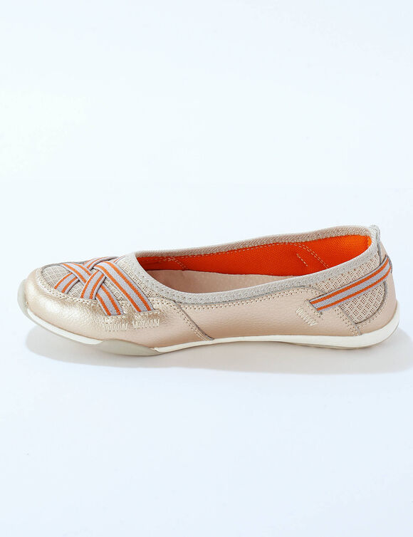 Soepele ballerina's in leer (goudkleurig)