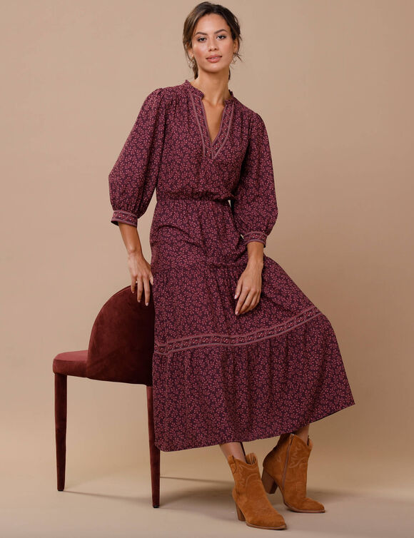 Robe longue imprimée (prune)