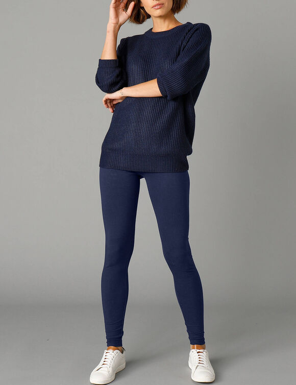 Legging taille haute sp&eacute;cial froid, molleton gratt&eacute; (marine)