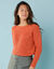 Trui met lange mouwen en ronde hals, pareltricot, speciaal voor kleine lengtes (paprika)