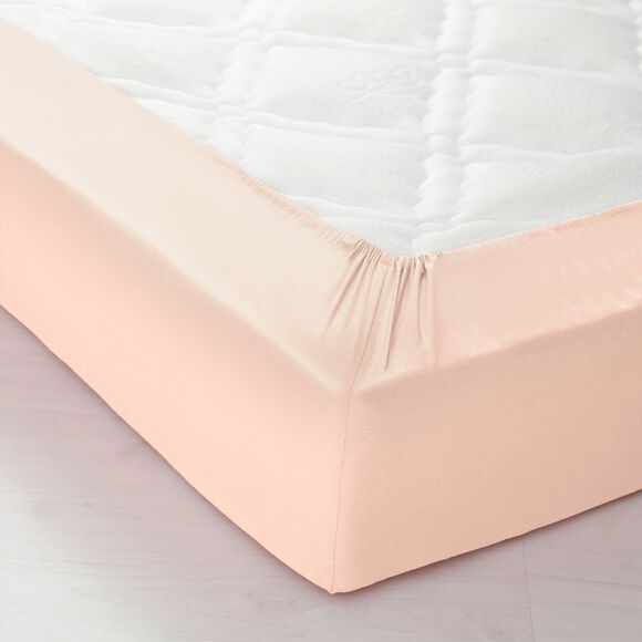 Drap-housse uni coton bonnet 32 cm (rose poudré)