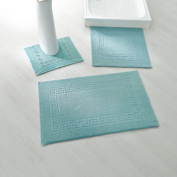 Tapis de bain éponge liteau motif frise grecque (vert d'eau)