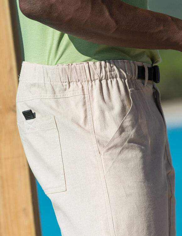 Elastische 3/4-broek + bijpassende ceintuur (zandkleur)