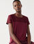 T-shirt met korte mouwen en kant (bordeaux)