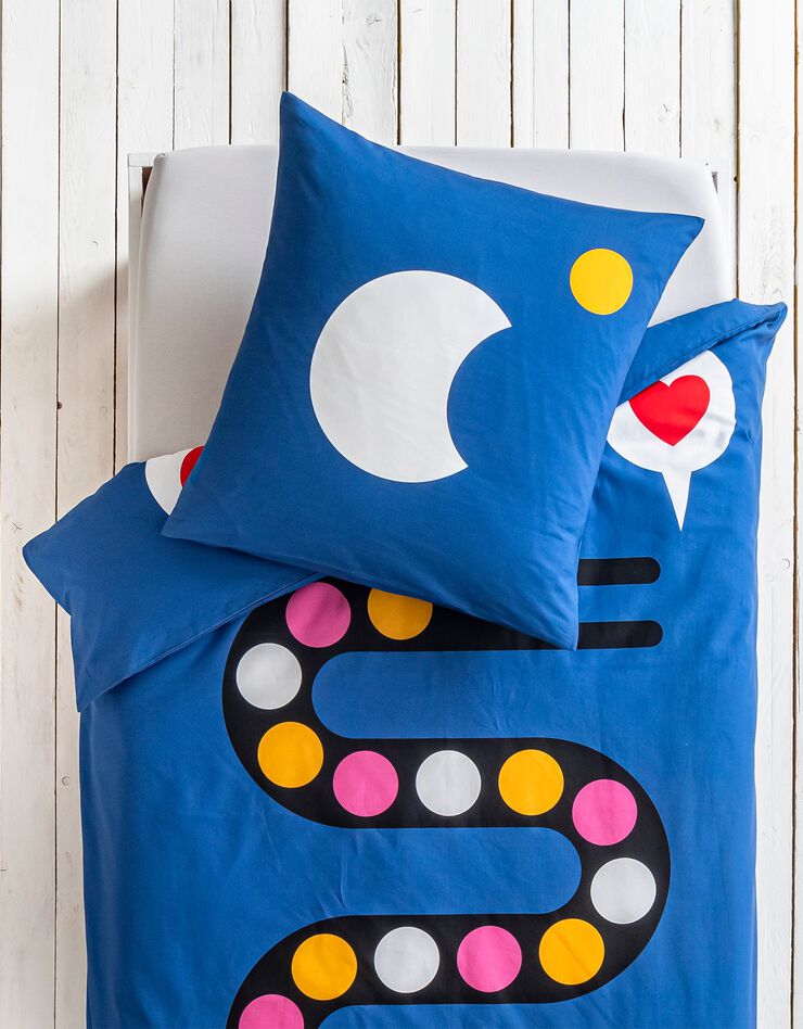 Linge de lit Serpent 1 personne en coton, collection enfant LEM (bleu)