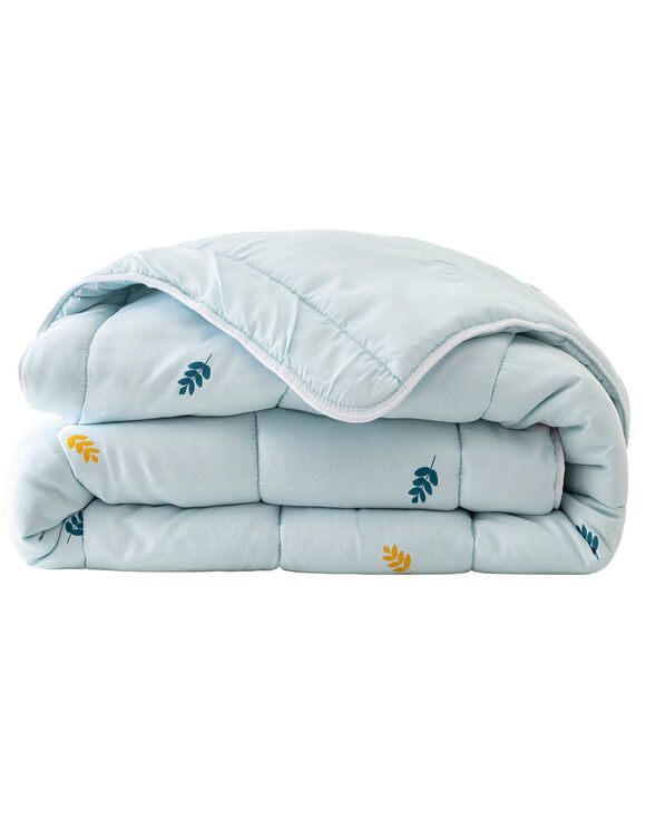 Couette microfibre imprimé végétal 400 g/m² (vert d'eau)