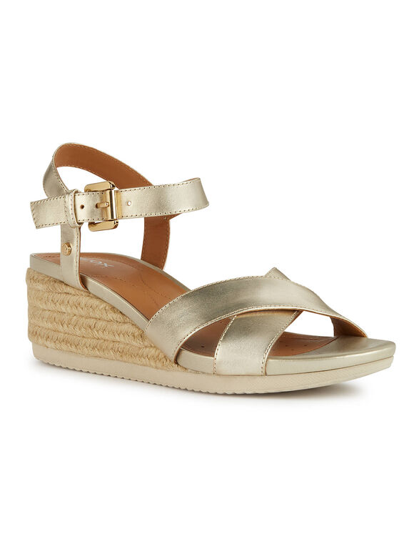 Sandalen met sleehak Ischia Corda (goudkleurig)