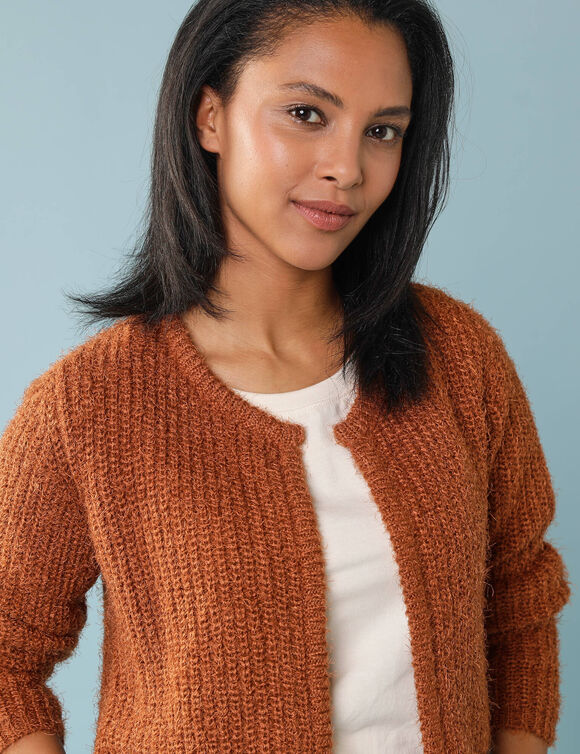 Gilet paletot Sp&eacute;cial Petites, maille poilue (noisette)