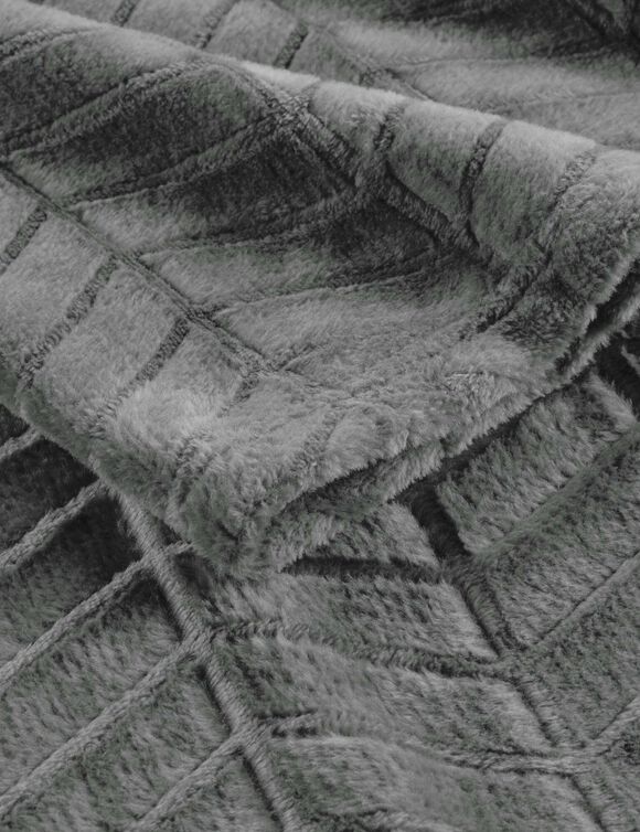 Plaid polaire reli&eacute;f&eacute; toucher peluche  (anthracite)