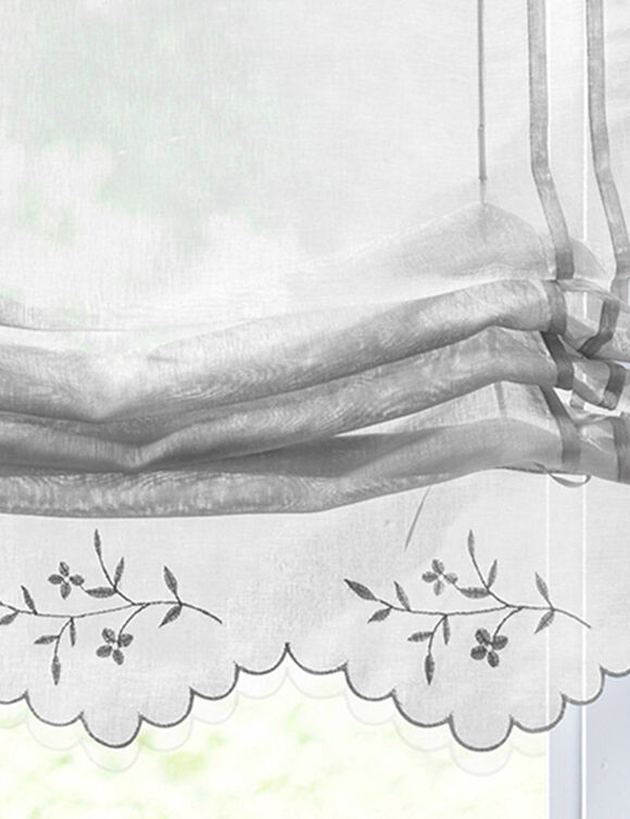 Vitrage macramé brodé finition passe-tringle (gris)