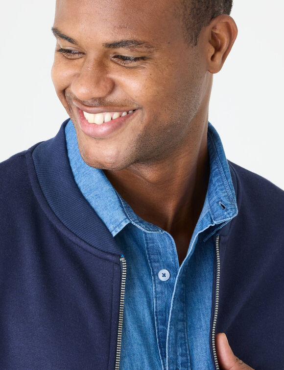 Sweat col bomber enti&egrave;rement zipp&eacute; uni (marine)