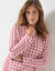 Kort nachthemd in fleece met pied-de-coq print (roze)
