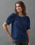 Blouse met ronde hals en sieraden, mouwen tot aan de ellebogen (gletsjerblauw)