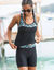 Lange bikinishort met bedrukte tailleband Upala (zwart / turkoois)