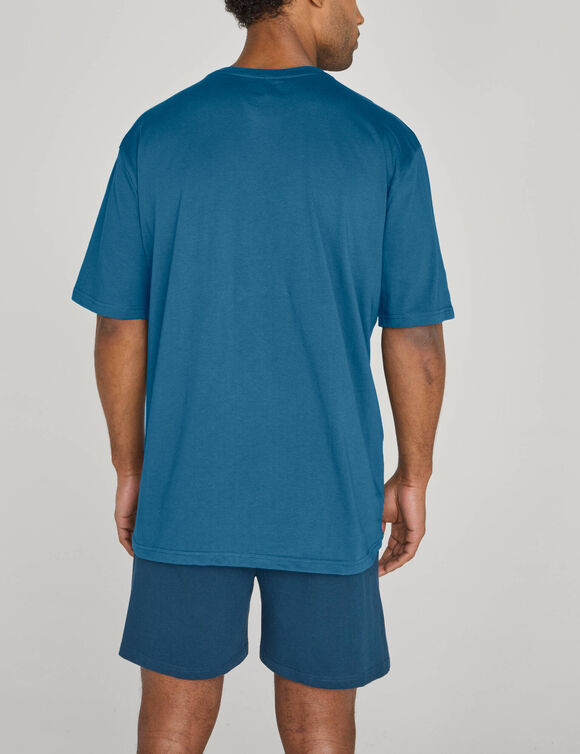 Pyjamashorts met korte mouwen en opdruk (blauw / marine)