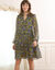 Robe volantée imprimée (vert mousse / violine)