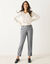 Gestreepte tapered 7/8-broek (grijs / wit)