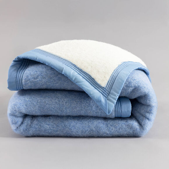 Tweekleurige deken van 100% wol, 800 g/m&sup2; (jeansblauw)