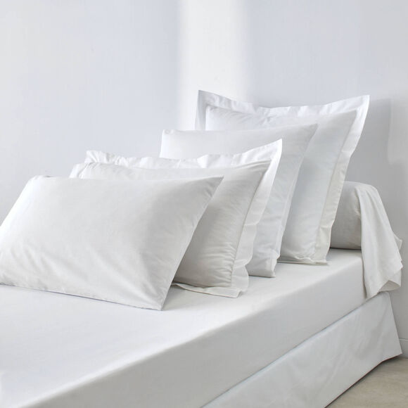 Drap-housse uni polyester - coton bonnet 32 cm (blanc)