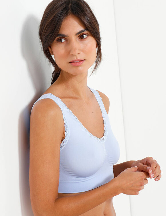 Brassi&egrave;re invisible microfibre stretch sans coutures - lot de 3 (bleu + bois de rose + nude)