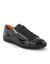 Lage sneakers in soepel leer met kroko-effect en rits (zwart)