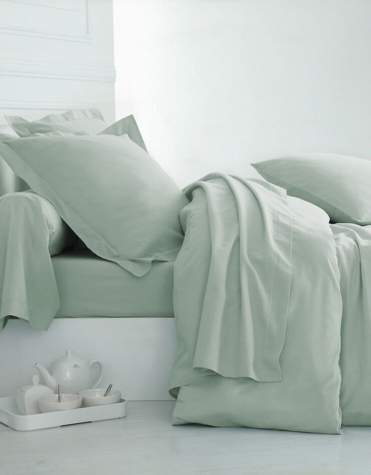 Linge de lit uni coton (vert amande)