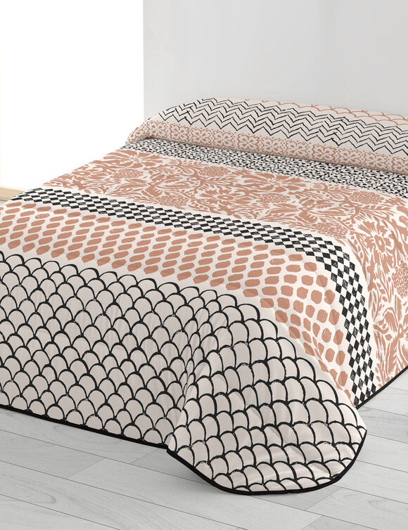 Dekbed in microvezel, tribal, 200 g/m² (perzik / grijs)