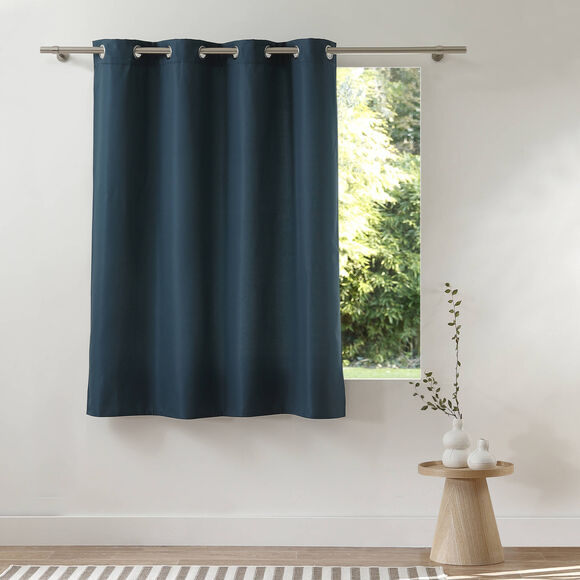 Rideau isolant uni envers polaire finition oeillets (bleu paon)