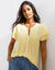 Chemisier manches courtes papillon, cr&eacute;pon (jaune)
