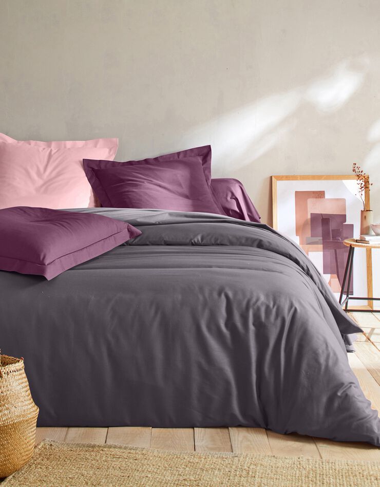 Linge de lit uni coton (anthracite)