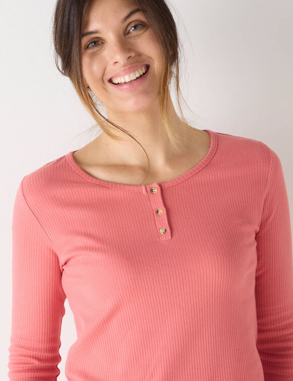 Tee-shirt pyjama manches longues (corail)