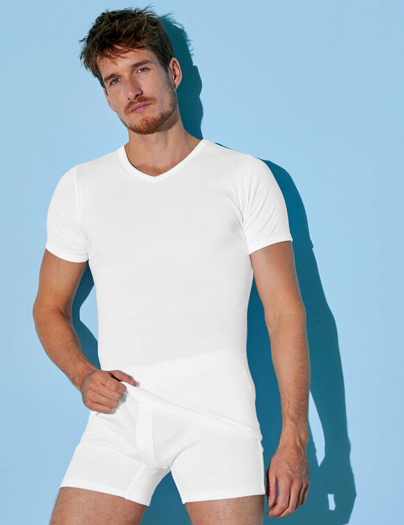 T-shirt met V-hals - herenondergoed, set van 6 (wit)