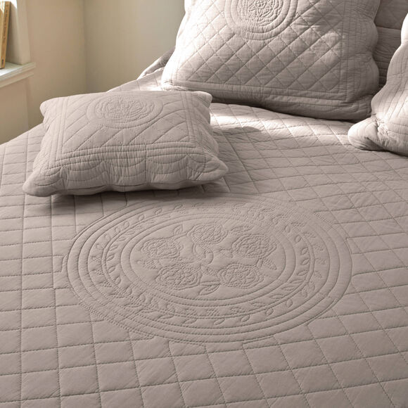 Effen bedsprei in boutissprei-stijl Cassandre (beige)
